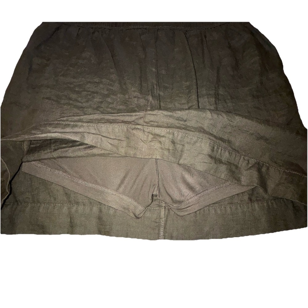 Nicole Miller Women's Linen Skort Size L Faux Button Front Front Olive Green 19" - Picture 5 of 5